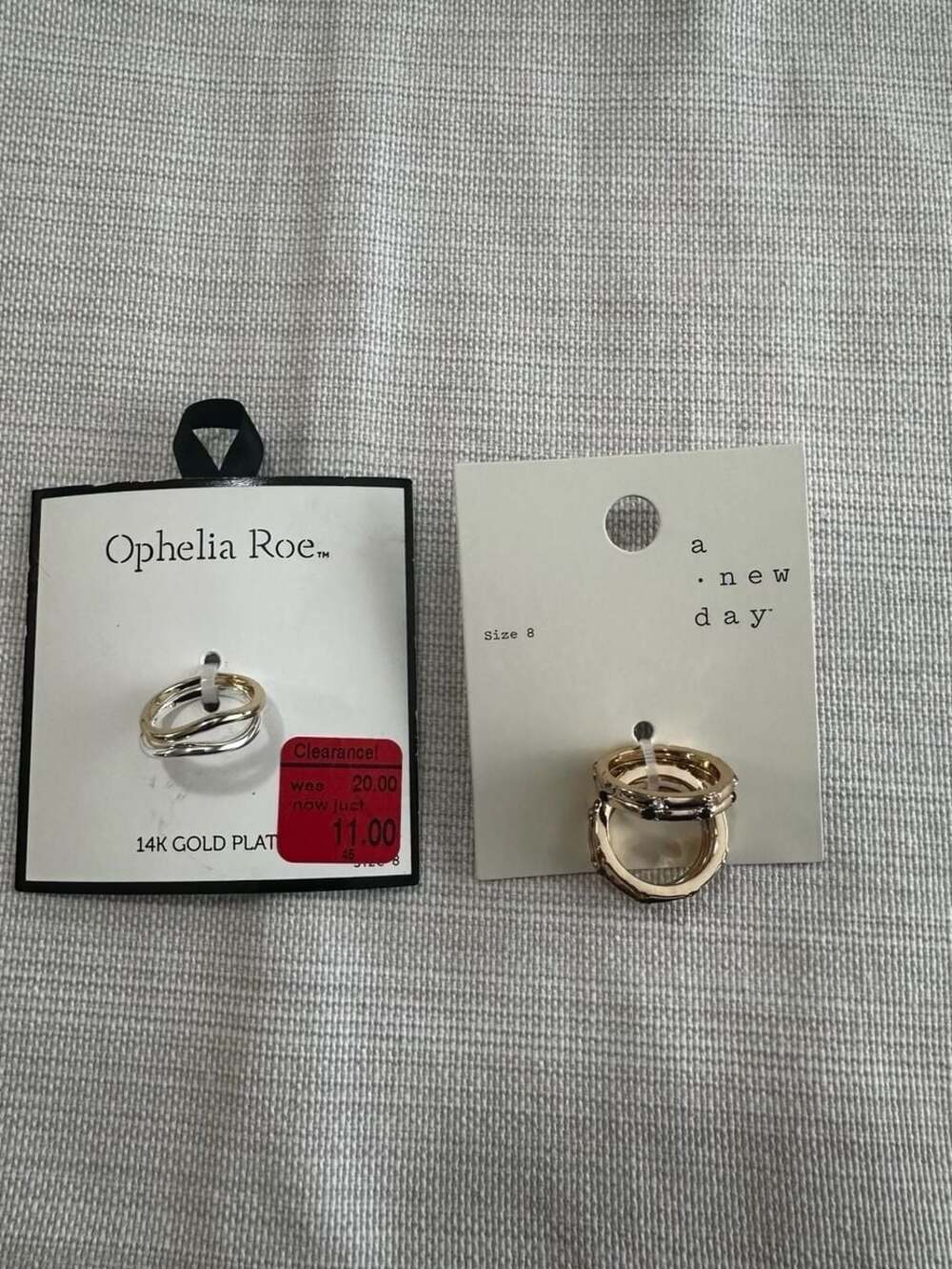 Ophelia Roe 14K Gold Plated Two-Tone Interlocking Ring and A New Day ring set